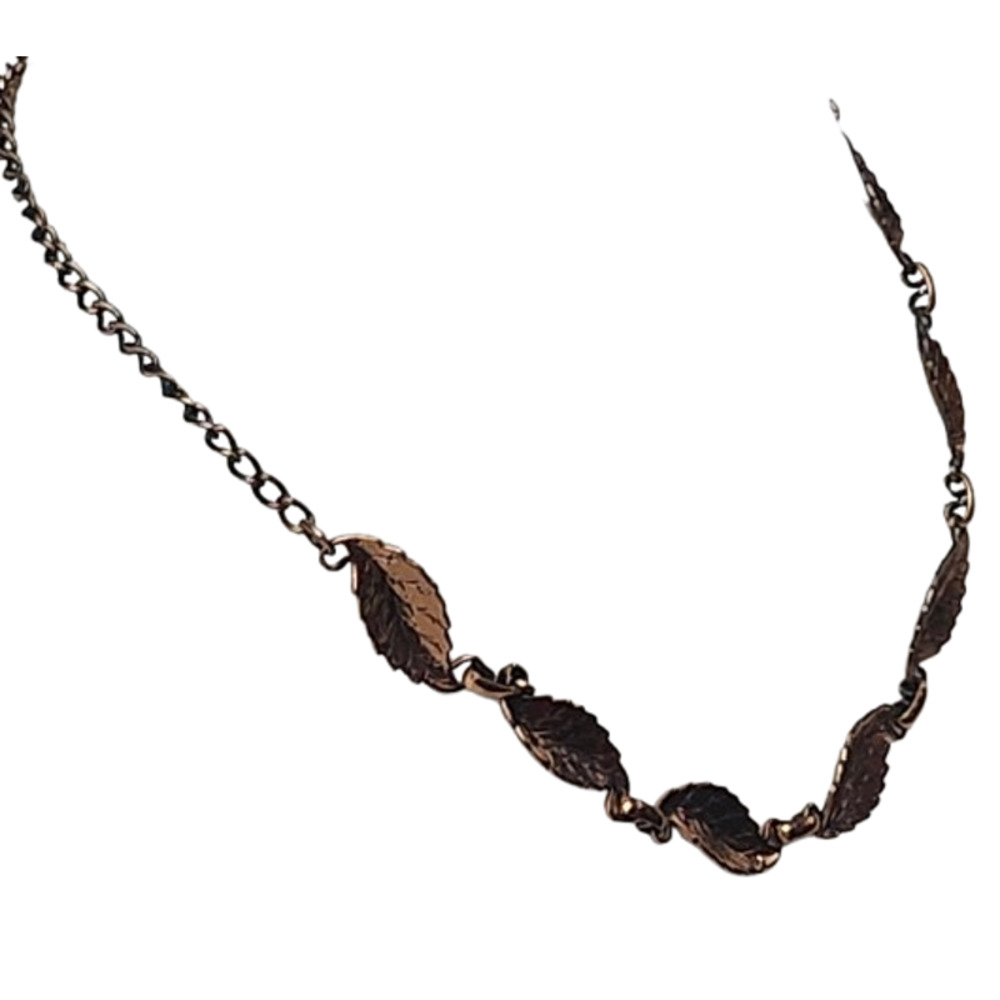 Vtg Solid Copper Mid Century Leaf Adjustable Neck… - image 2